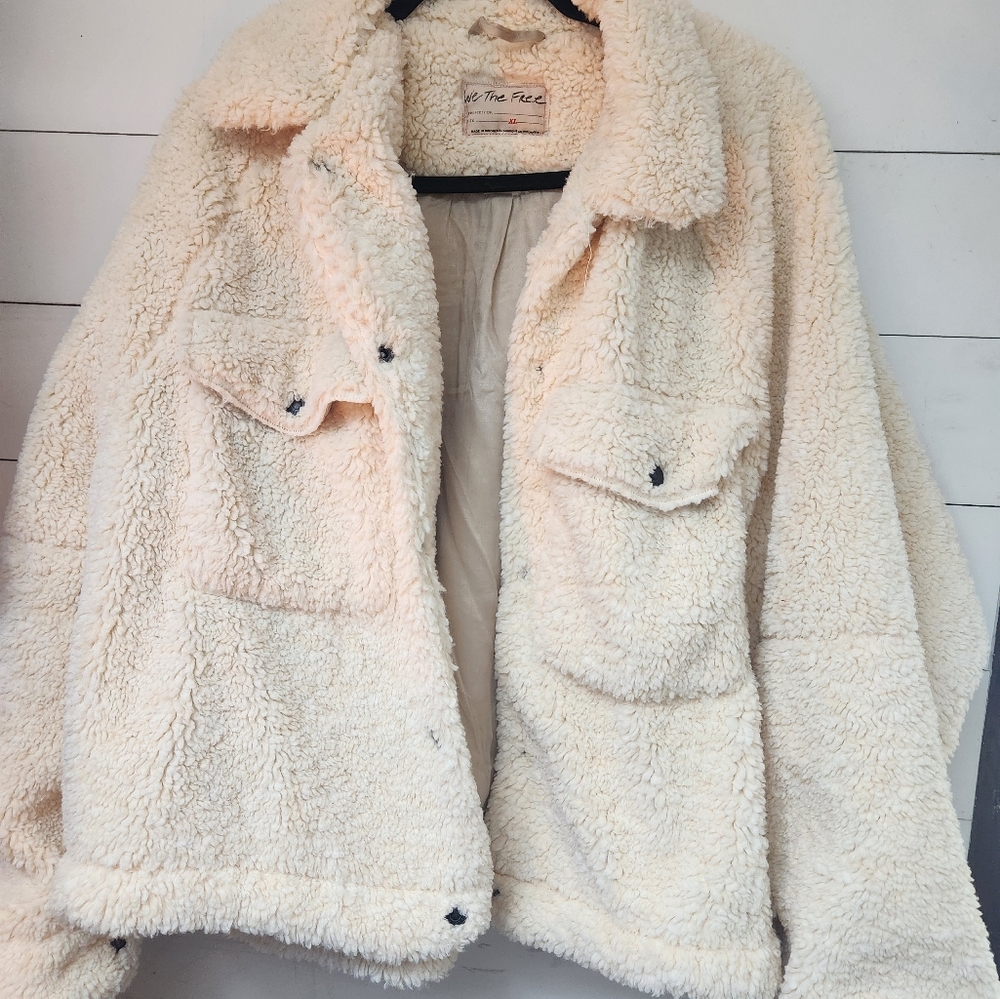 NEW!  FREE PEOPLE Cozy Cream Sherpa Jacket XL